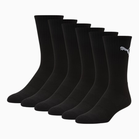 Men's Half-Terry Crew-Length Socks [3 Pairs], BLACK / WHITE, small